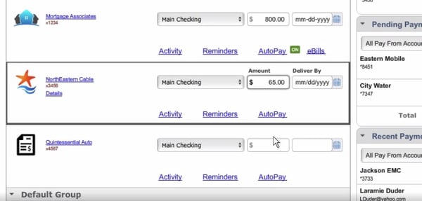 electronic bill pay screenshot