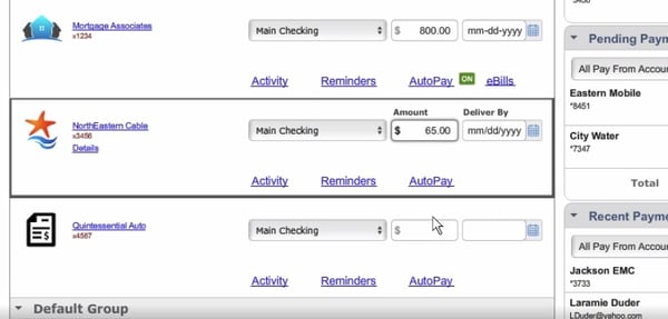 electronic bill pay screenshot