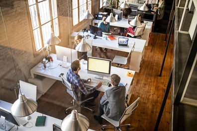 Overview shot of business office