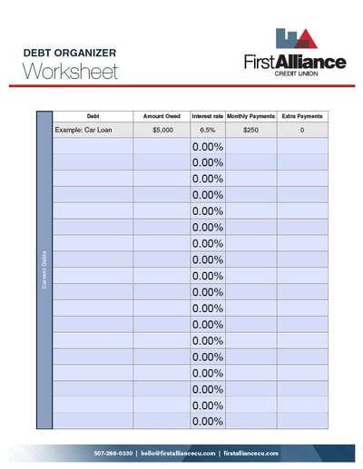 Debt Organizer Downloadable Debt Organizer Downloadable