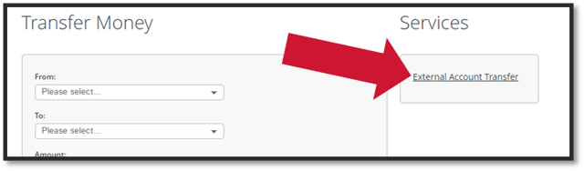 External Account Transfer link location | First Alliance Credit Union