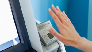 Woman hand using palm ID at first alliance credit union