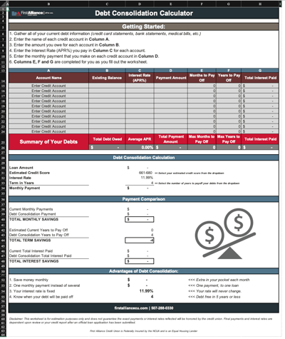 FA-Debtr Consolidation Calculator Screenshot