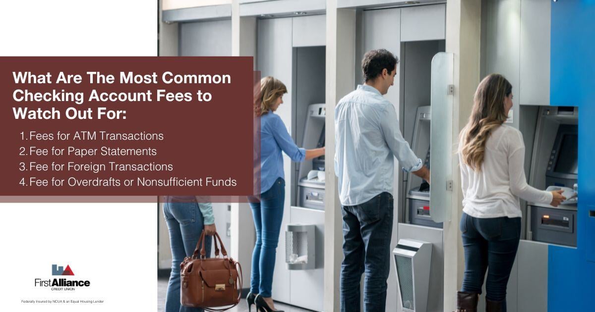4 Common Checking Account Fees - people at the ATM