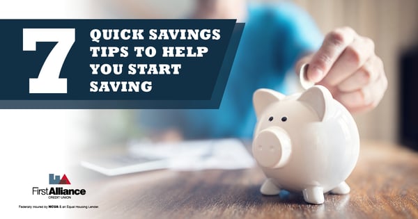 7 quick savings tip with piggy bank