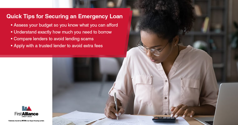 tips for securing an emergency loan, first alliance credit union