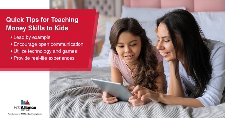 quick tips for teaching money skills, first alliance credit union