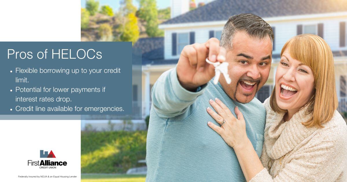 Home Equity Loan vs. HELOC - happy couple in front of the house