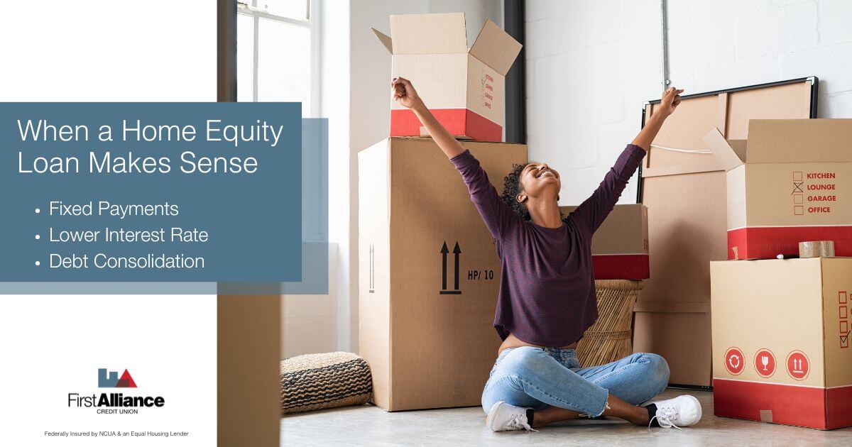 Home Equity Loan vs. HELOC - woman with hands in the air