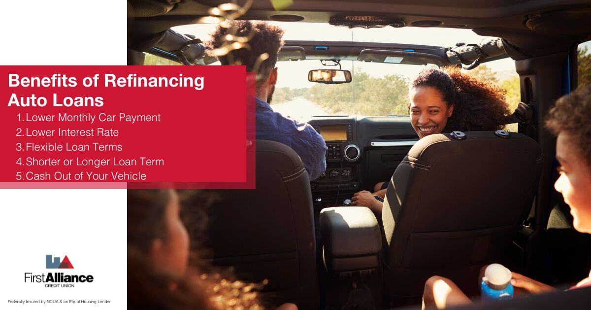 Time to Refinance Car Loans - family in a car. the mother is looking back at her children 