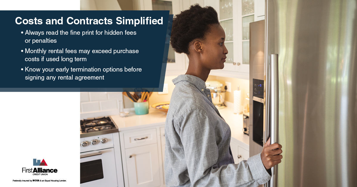 appliance rental - a woman looking in her new fridge