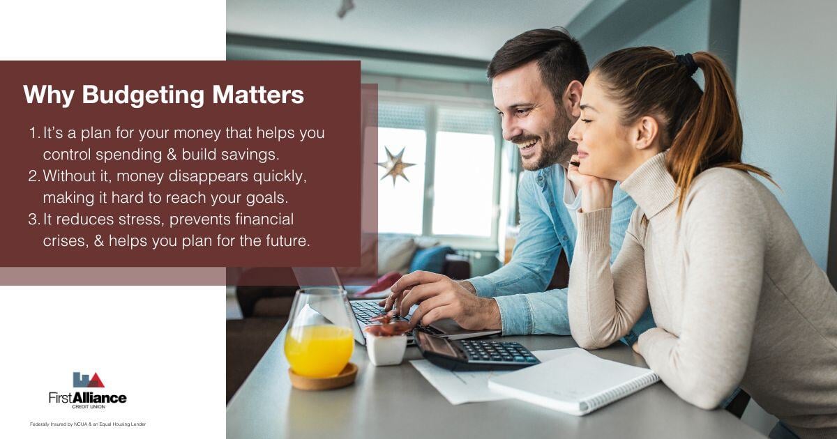 Budgeting Basics - a couple looking at their budget 