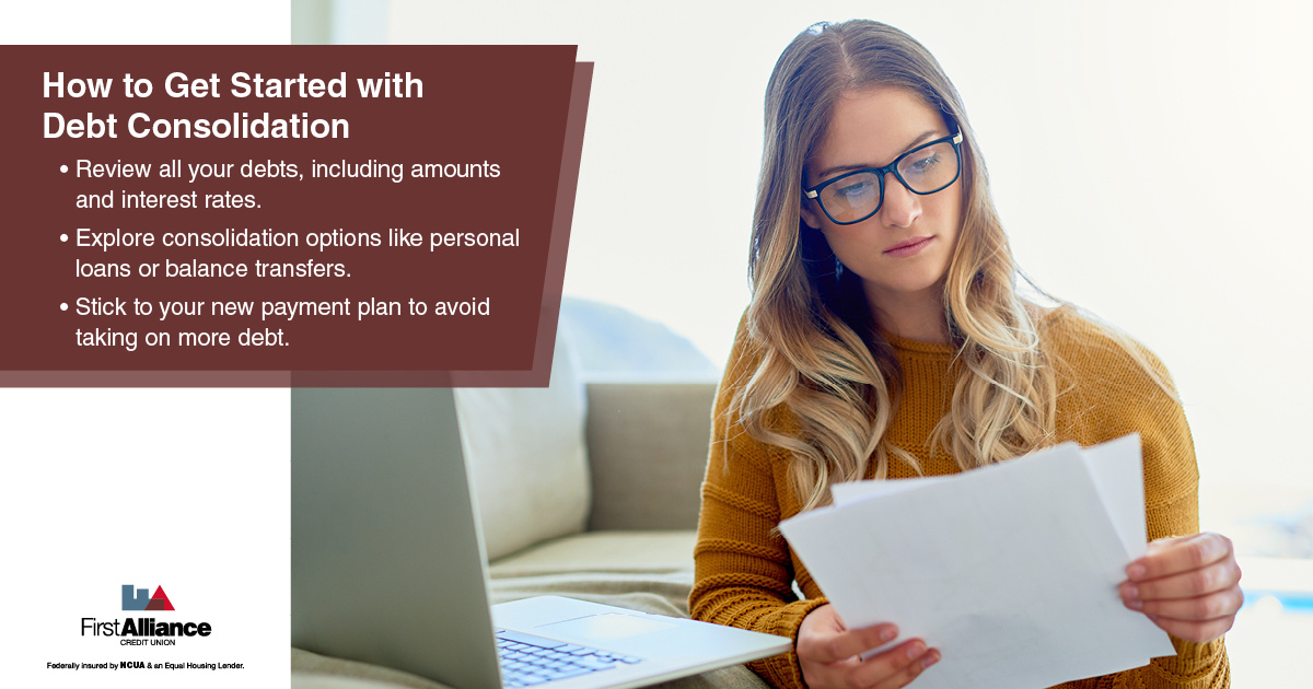 Debt Consolidation - a woman is looking at paperwork