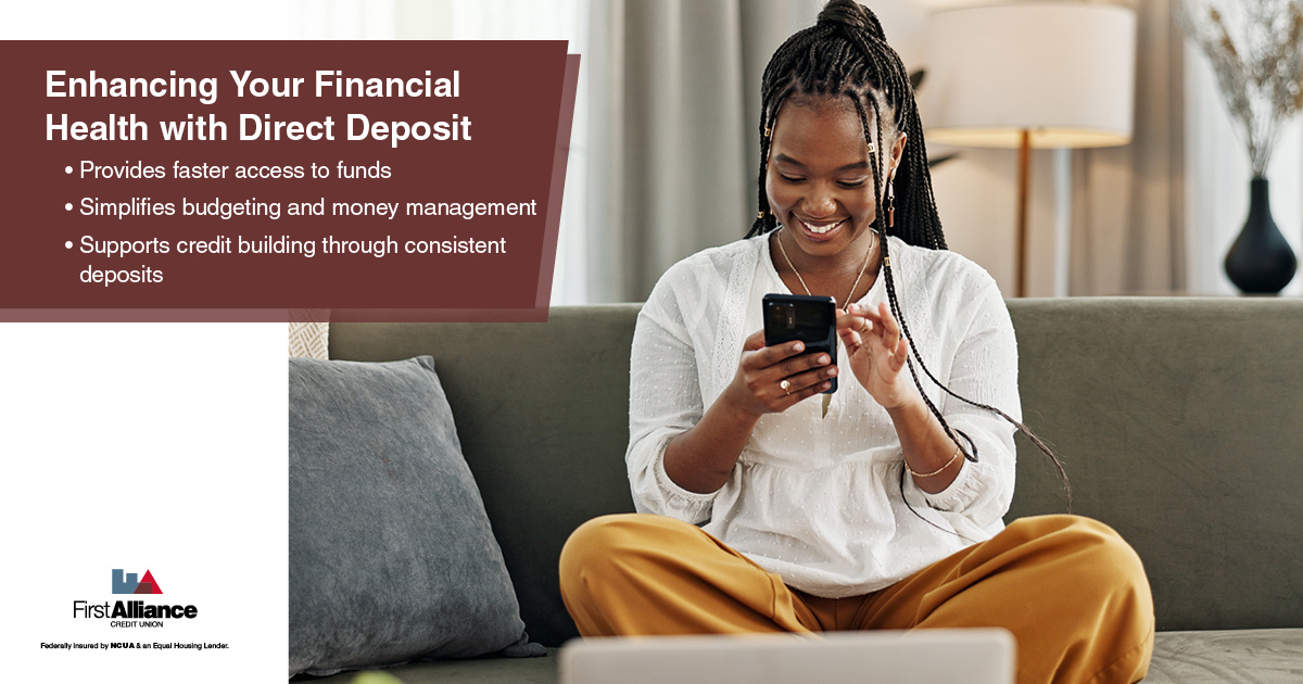 Direct Deposit - a woman looking up direct deposit benefits