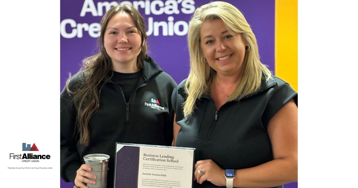 First Alliance Credit Union Celebrates Team Member’s Business Lending Certification b2