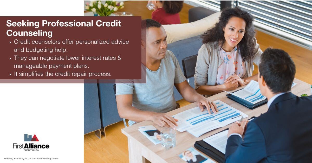 Fixing Your Credit - a couple talking to a banker