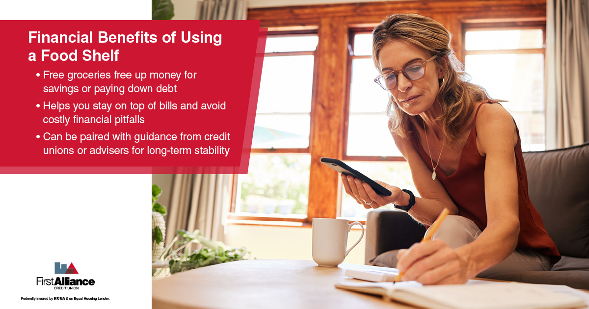 FoodShelf - a woman writing down info