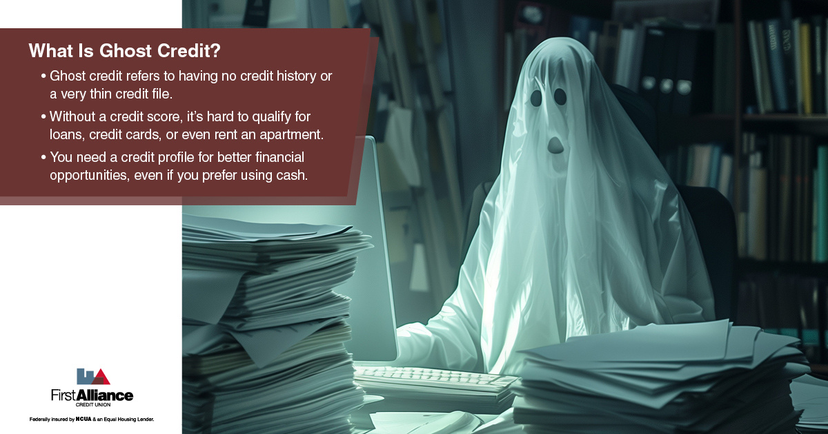 Ghost Credit - scary ghost reading in a library