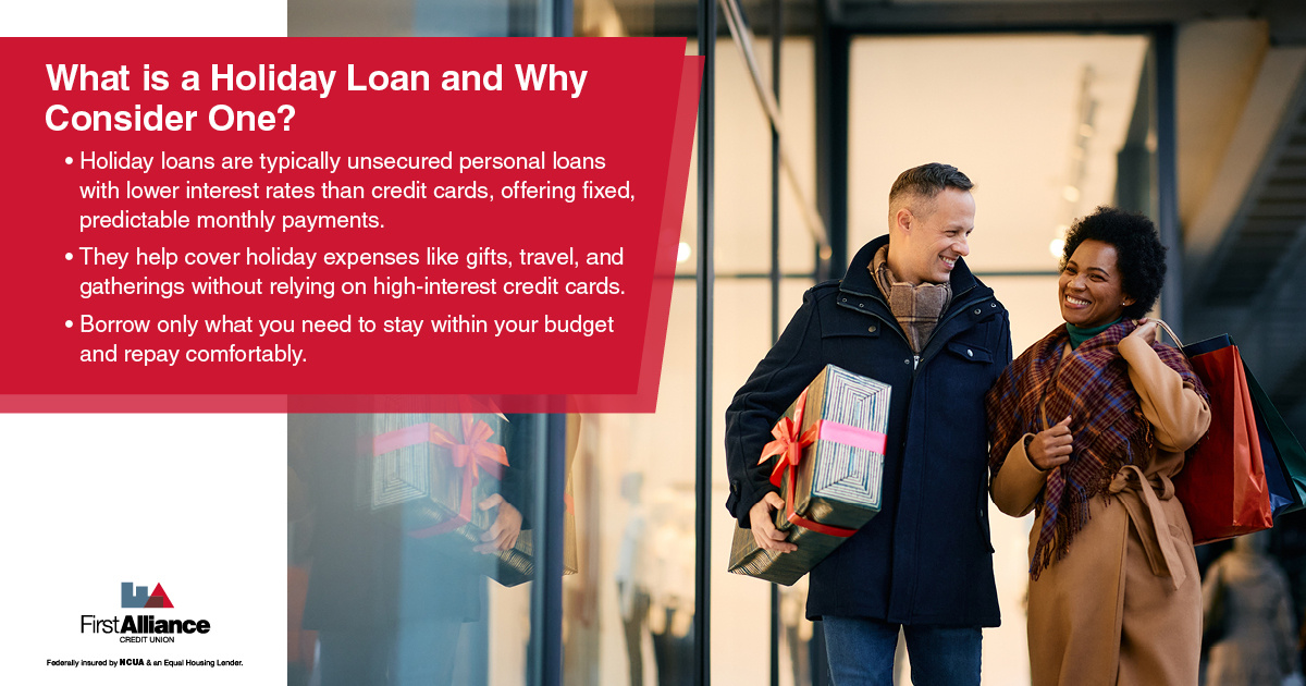 Holiday Loans - a couple happily buying gifts