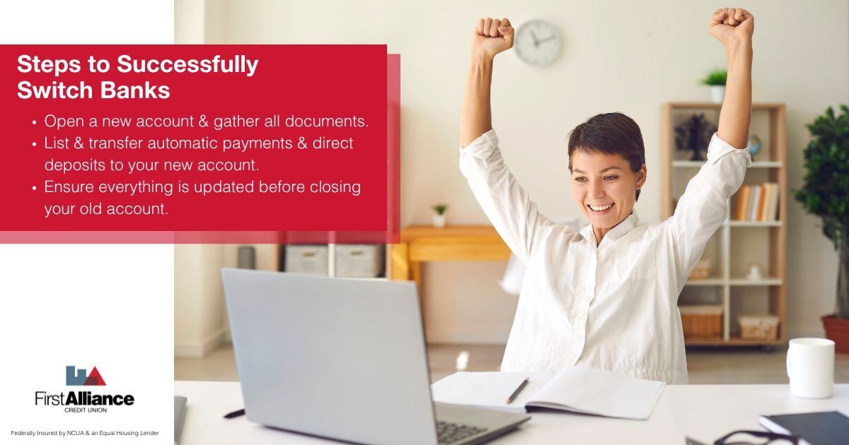 How to Change Banks - a person opening up a new bank account successfully