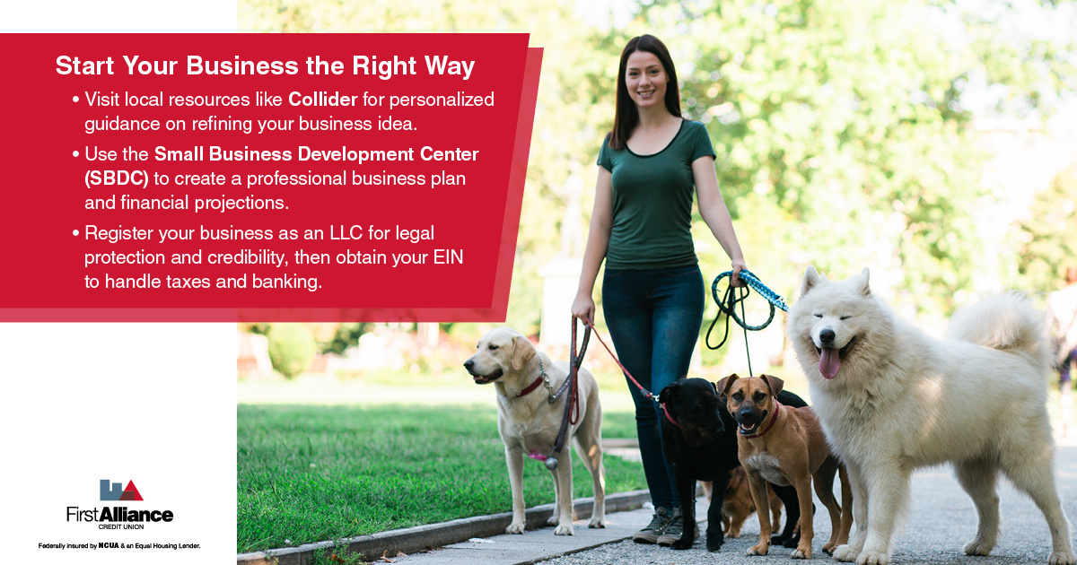 How to Start a Business - a woman walking dogs