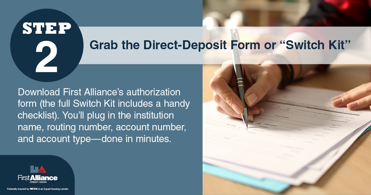 Switch Direct Deposit - Switch Kit - Step 2