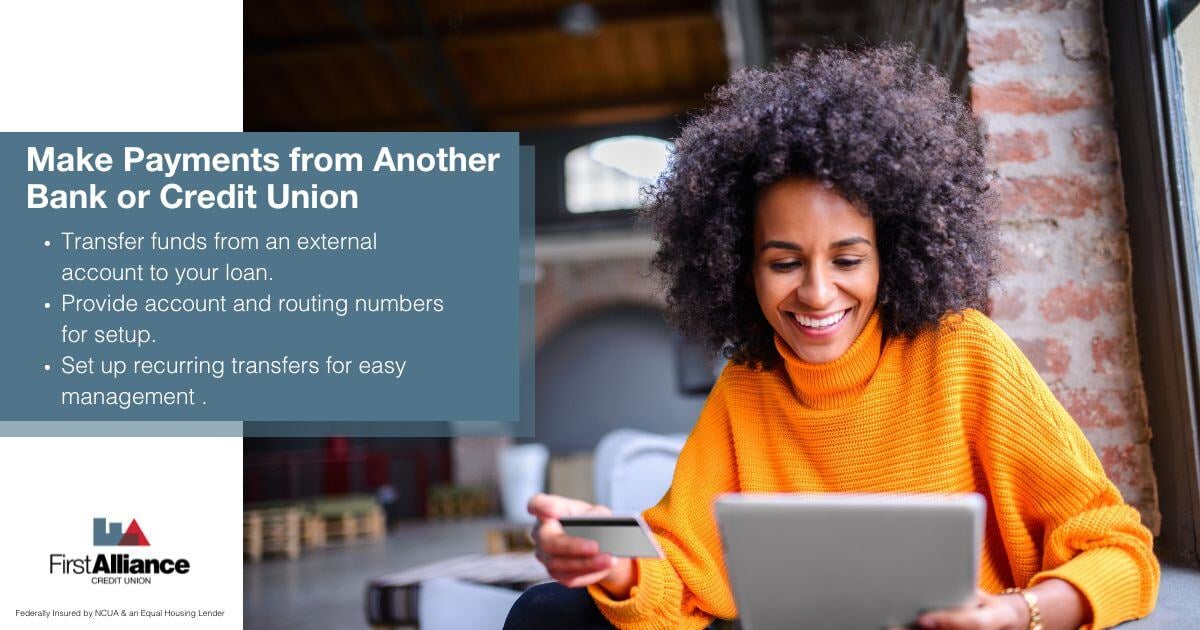 Loan Payment Options at first Alliance Credit Union - a person looking at their laptop