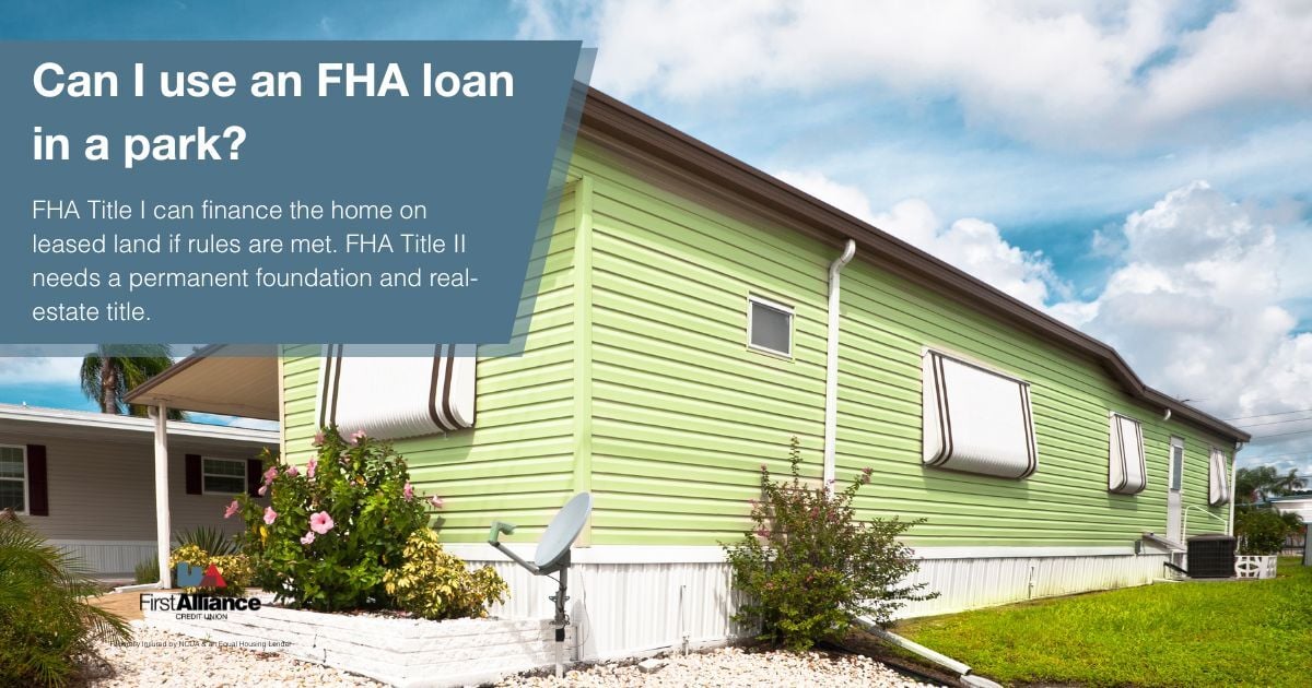 Manufactured Home Loan - FHA LOAN