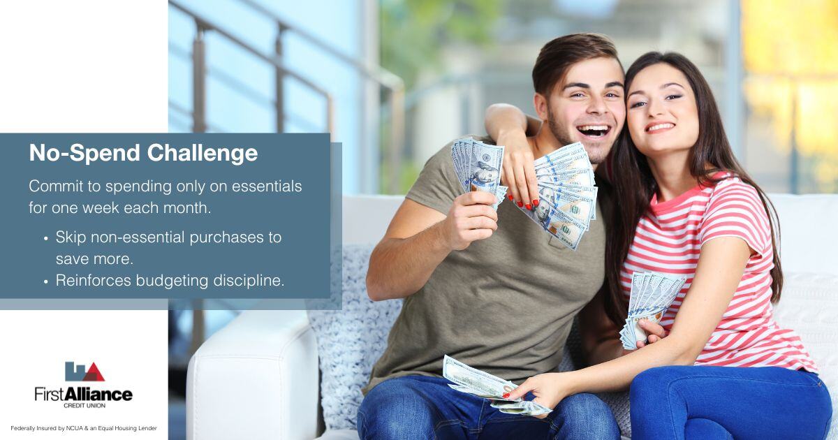 Money Saving Challenge -  a couple happy with money
