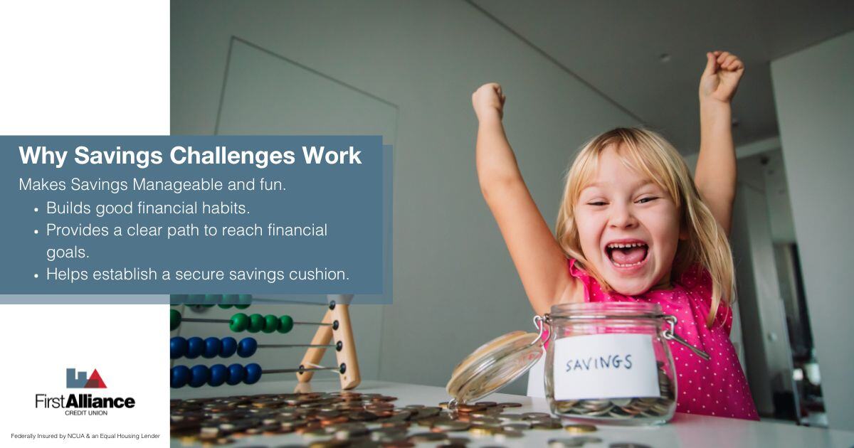 Money Saving Challenge - a child happy to be saving