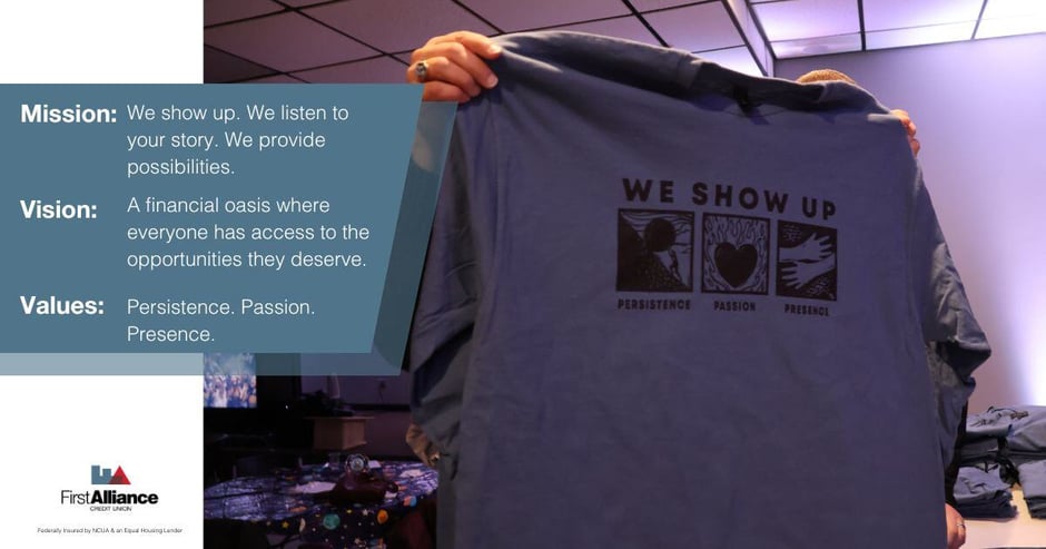 New Mission, Vision, and Values - Shirt with our logo