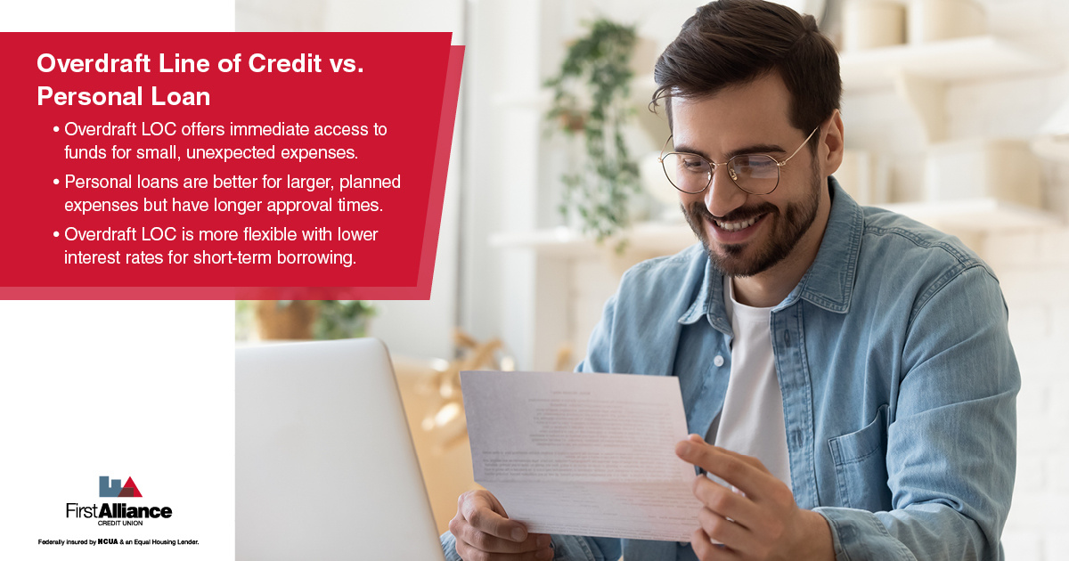 Overdraft Line of Credit - happy person looking at their finances