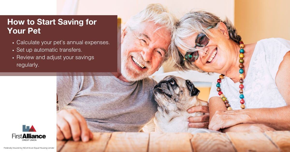 Pet Savings Account - an older couple hugging their dog