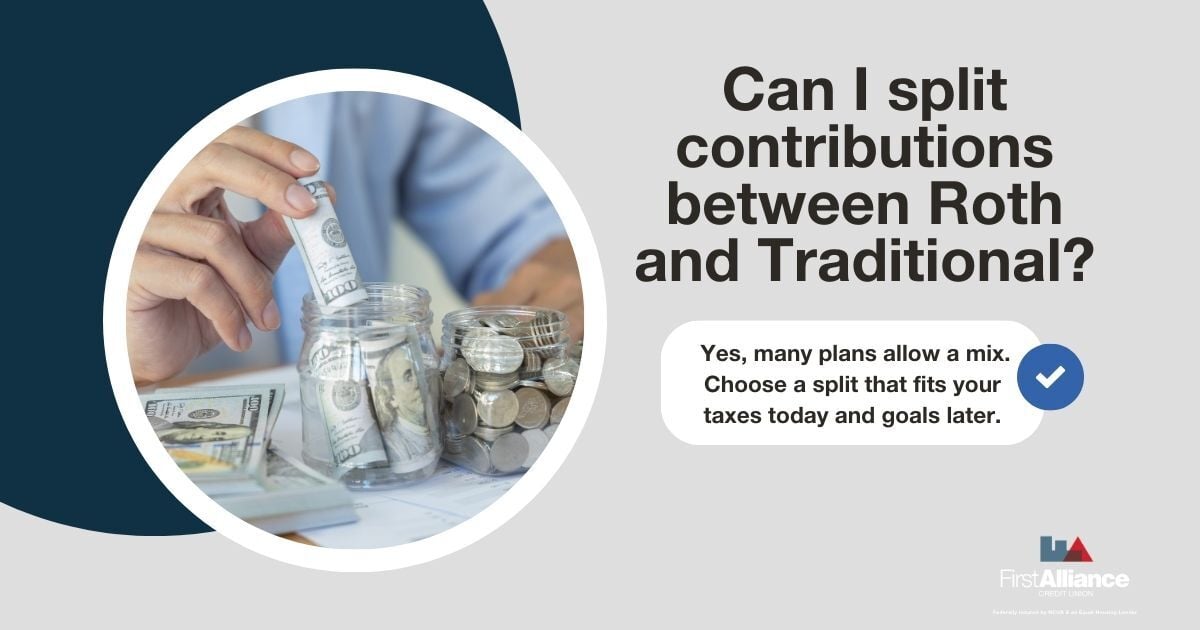 Roth vs Traditional - can i split contributions