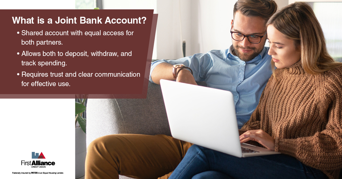 joint bank account - couple looking at their laptop