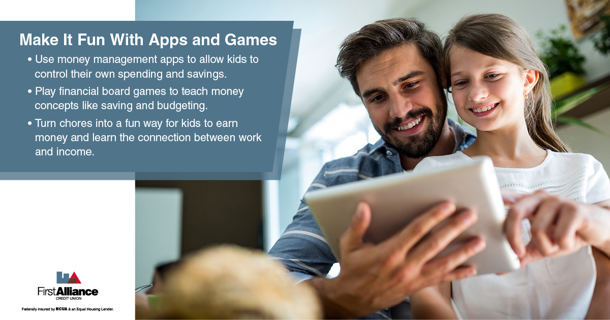 Teaching Kids money- a father and daughter on a tablet