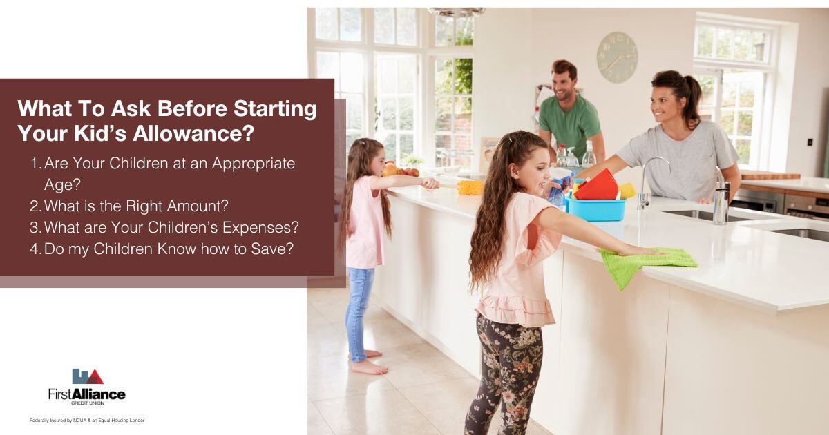 kid allowance - a family doing chores