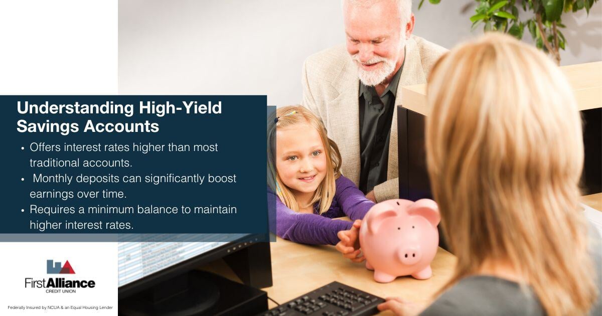 High Yield Savings Accounts - a child bringing in her piggy bank