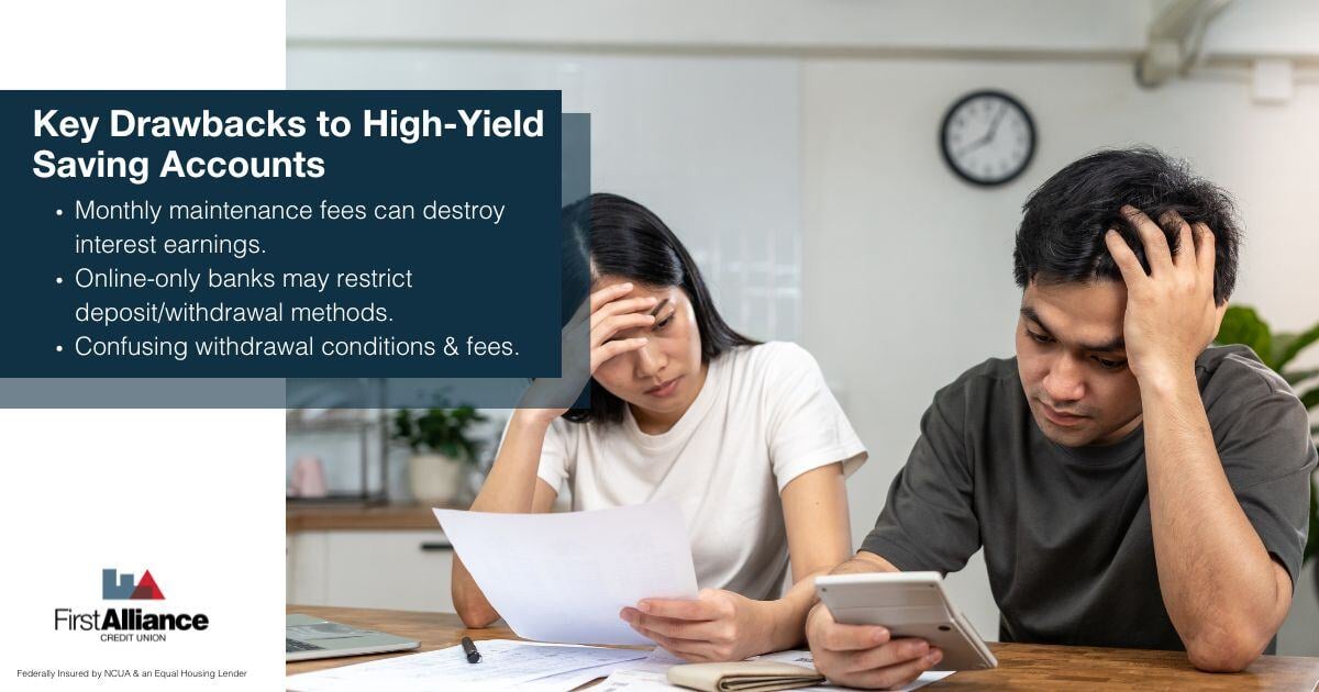 High Yield Savings Accounts - a couple seeing the drawbacks