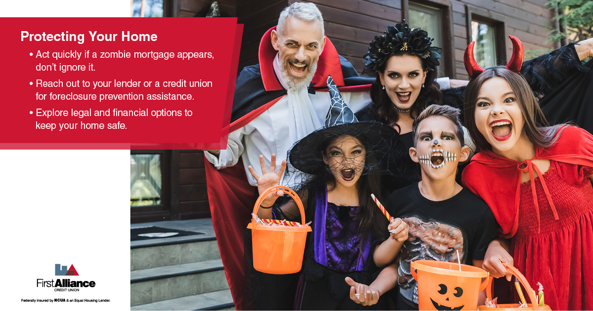 What is a Zombie Mortgage -  a family going trick or treating