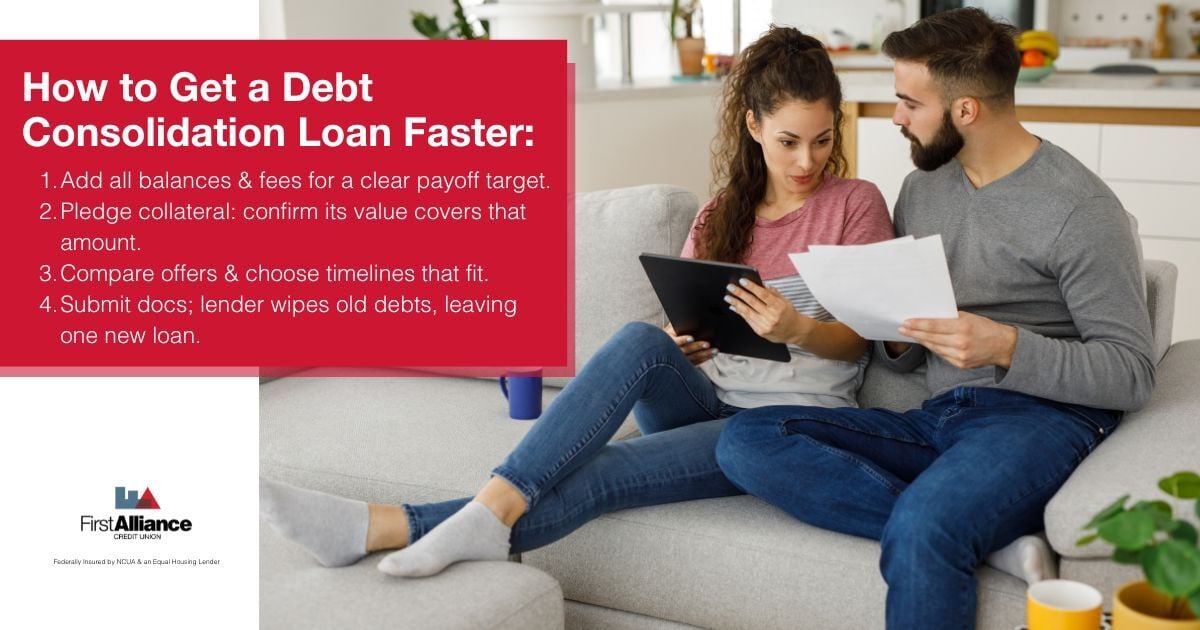 Debt Consolidation - a couple looking over finances