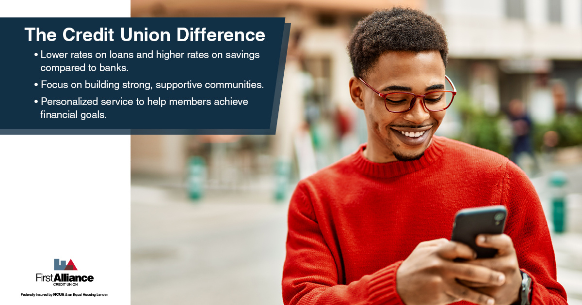 Why credit unions - a man in the community on his phone