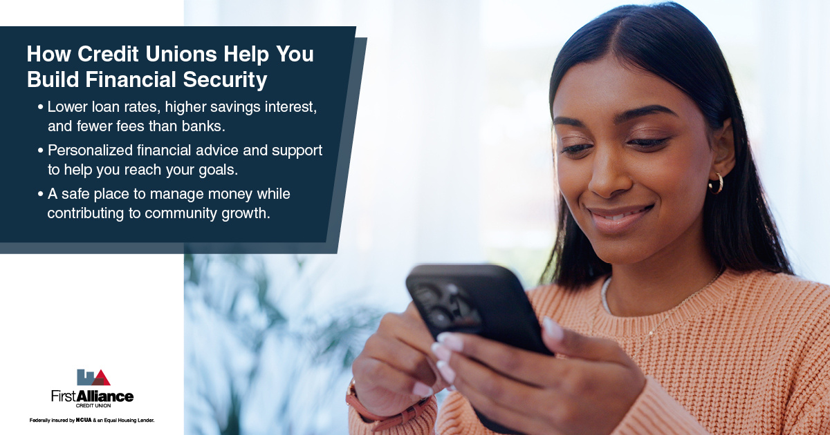 Why credit unions - woman on her phone