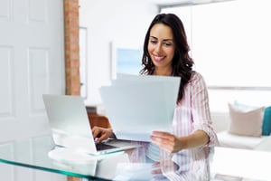 Woman preparing to switch banks,