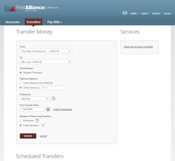 How to Make a Online Loan Payment First Alliance Credit Union Online Banking