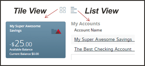 First Alliance Credit Union | Online Banking | Tile vs List View First Alliance Credit Union | Online Banking | Tile vs List View