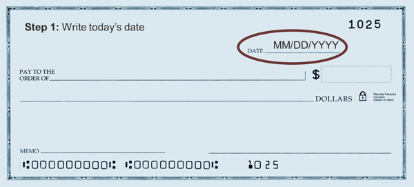 step one of writing a check