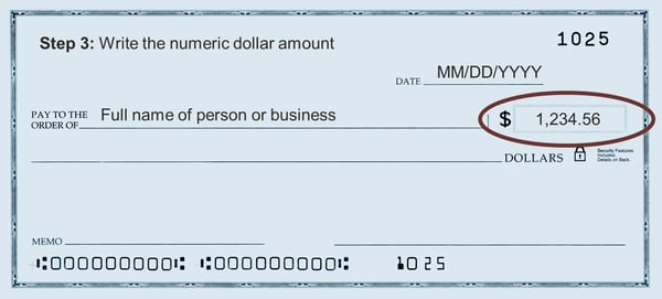 step 3 for writing a check