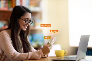 Woman looking at social media