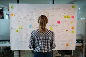 Woman looking at bulletin board